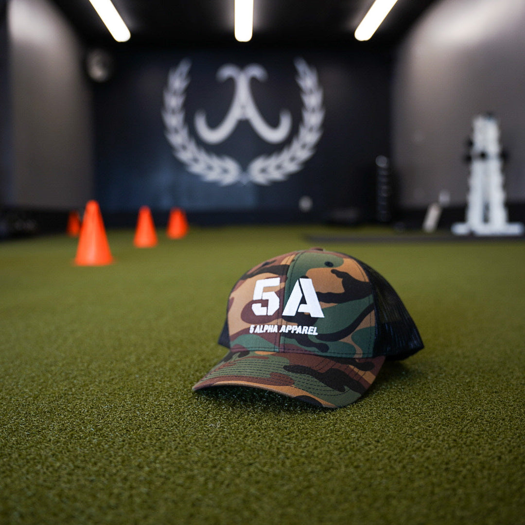 5ALPHA OG TRUCKER HAT: "MILITARY PROUD" CAMO-WHITE