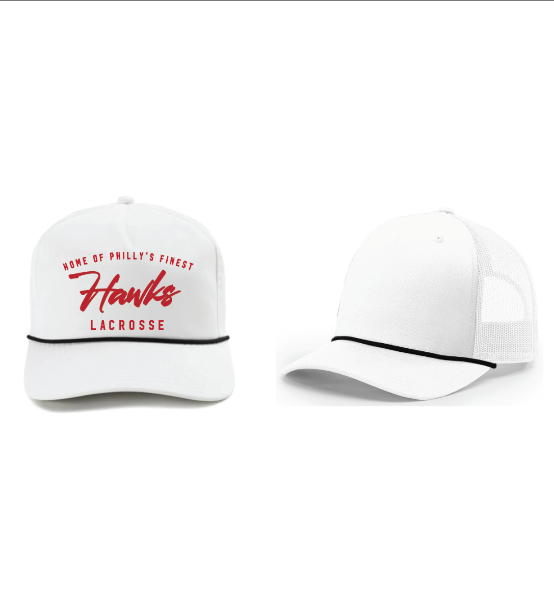 HAWKS TRUCKER HAT: WHITE